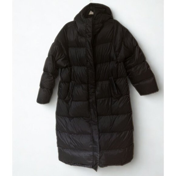 Everlane Black- Worn Twice- The Re Down Sleeping Bag Puffer Long Coat - Size XL - Picture 2 of 5